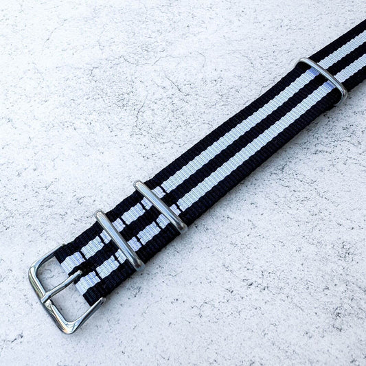 NATO Watch Strap Black White 2