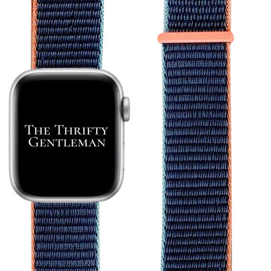 Nylon Sport Apple Watch Strap In Deep Navy Blue From The Thrifty Gentleman