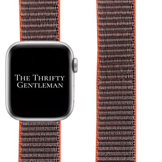 Nylon Sport Apple Watch Strap In Grey Orange From The Thrifty Gentleman