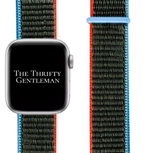 Nylon Sport Apple Watch Strap In Olive Green From The Thrifty Gentleman