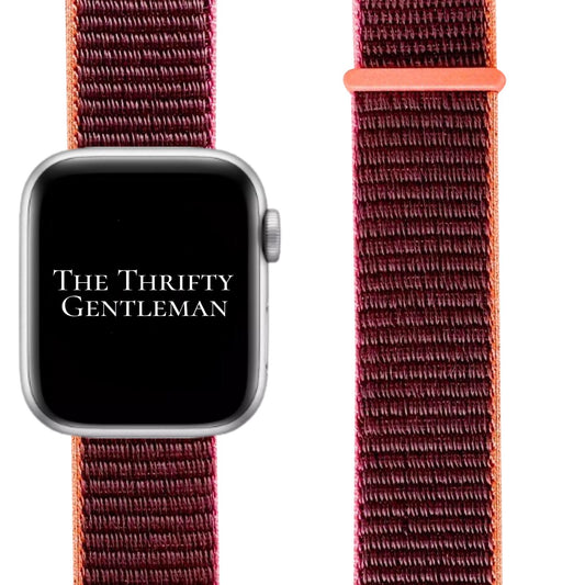 Nylon Sport Apple Watch Strap In Plum Purple From The Thrifty Gentleman