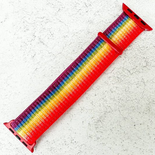 Nylon Sport Apple Watch Strap In Rainbow 1