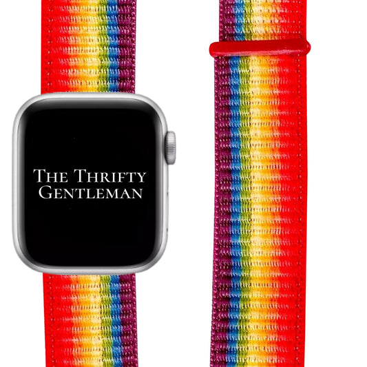 Nylon Sport Apple Watch Strap In Rainbow From The Thrifty Gentleman