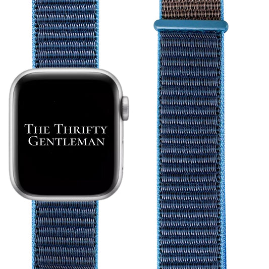 Nylon Sport Apple Watch Strap In Surf Blue From The Thrifty Gentleman