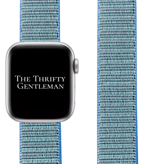 Nylon Sport Apple Watch Strap In Tahoe Blue From The Thrifty Gentleman