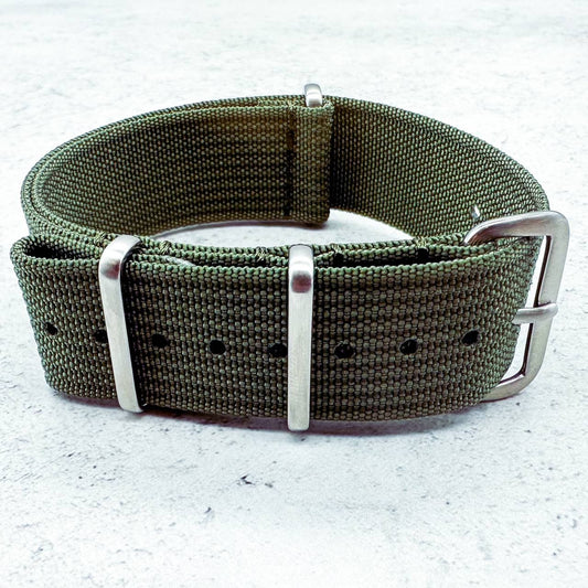 Ribbed NATO Watch Strap Green 2