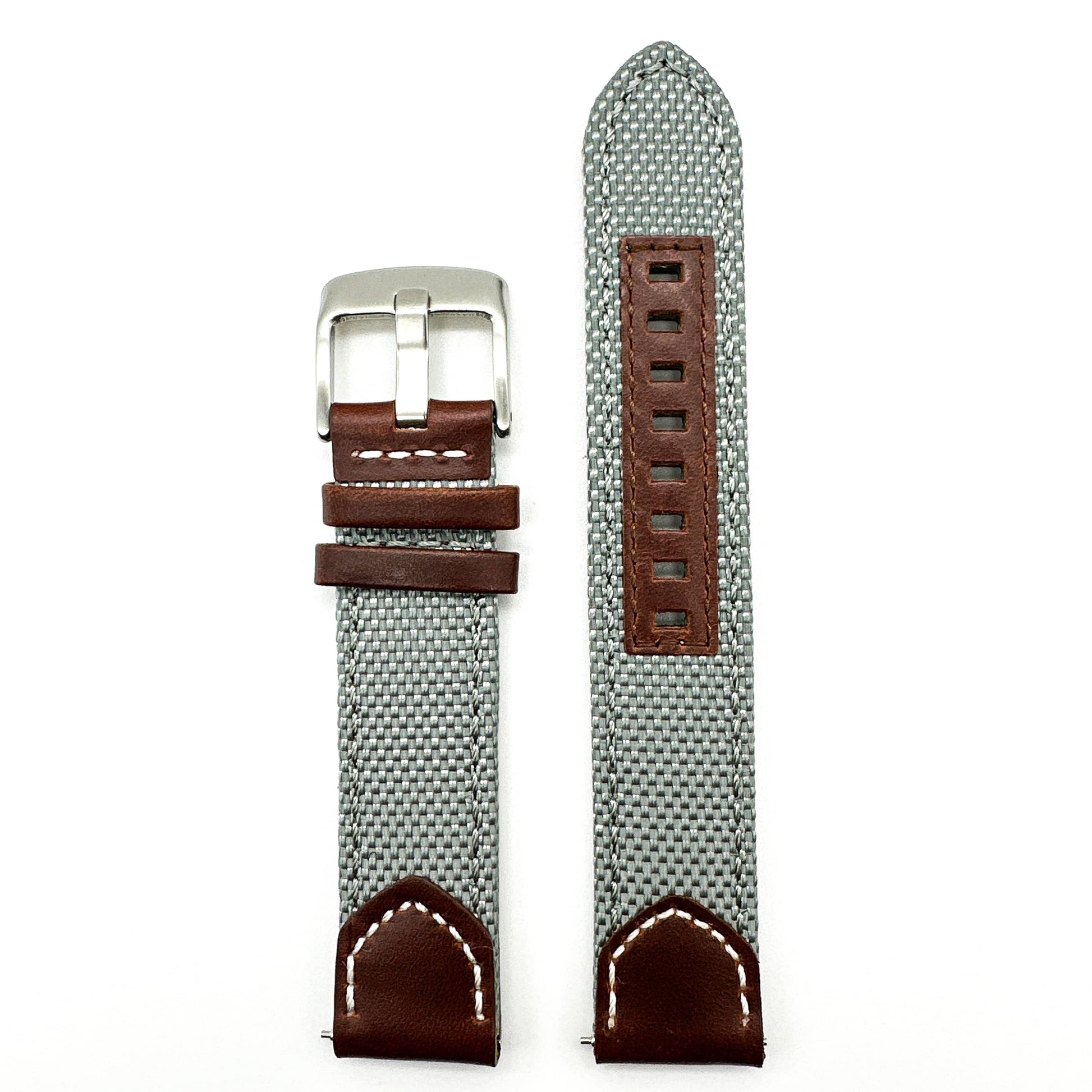 Sailcloth Nylon Leather Hybrid Watch Strap Grey 4