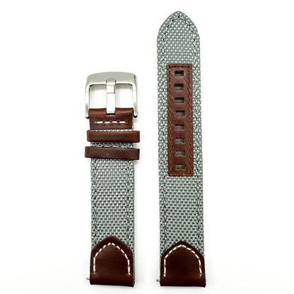 Sailcloth Nylon Leather Hybrid Watch Strap Grey 4