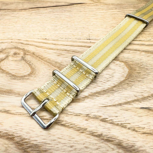 Seatbelt NATO Military Style Watch Strap Beige And Gold 1