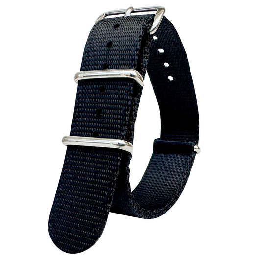 Seatbelt NATO Military Style Watch Strap Black 20mm 22mm The Thrifty Gentleman