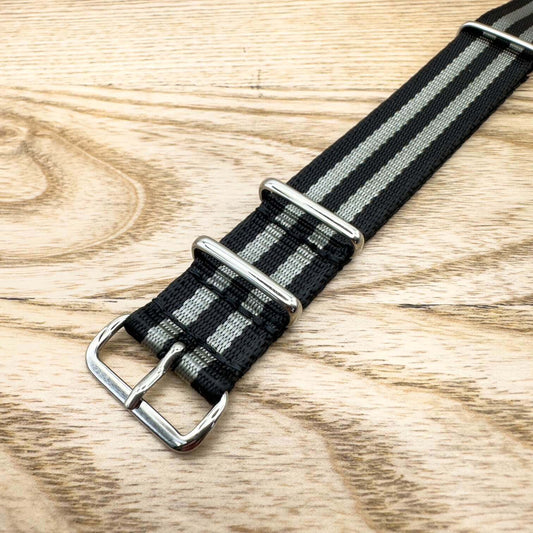 Seatbelt NATO Military Style Watch Strap Black And Grey 1