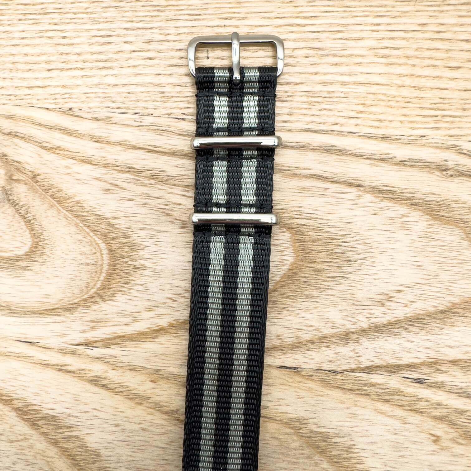 Seatbelt NATO Military Style Watch Strap Black And Grey 2