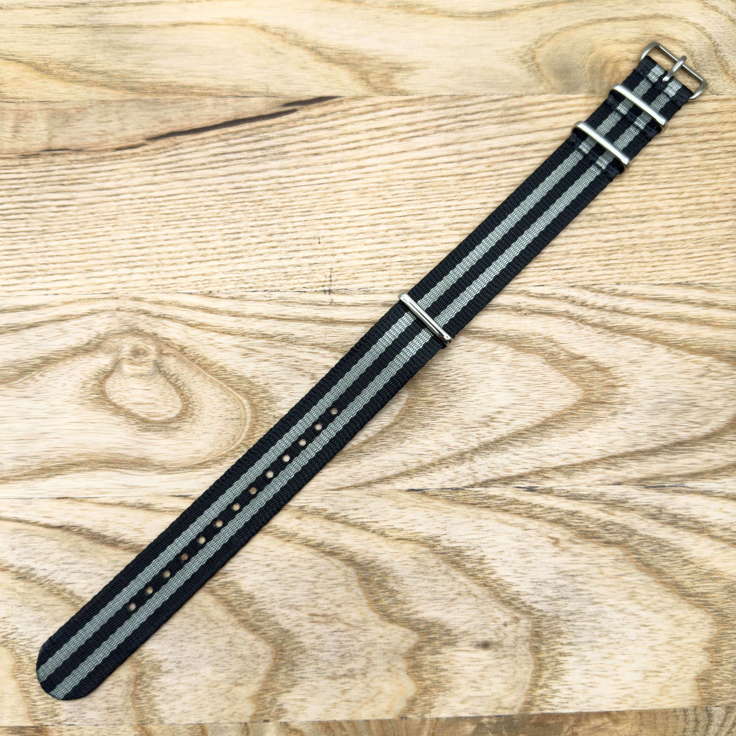 Seatbelt NATO Military Style Watch Strap Black And Grey 3