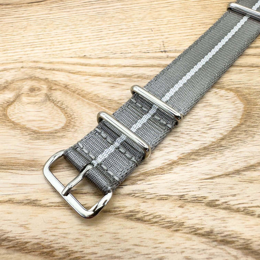 Seatbelt NATO Military Style Watch Strap Grey And Light Grey 1