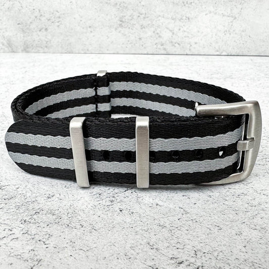 Seatbelt NATO Watch Strap Black Grey Bond Spectre 2