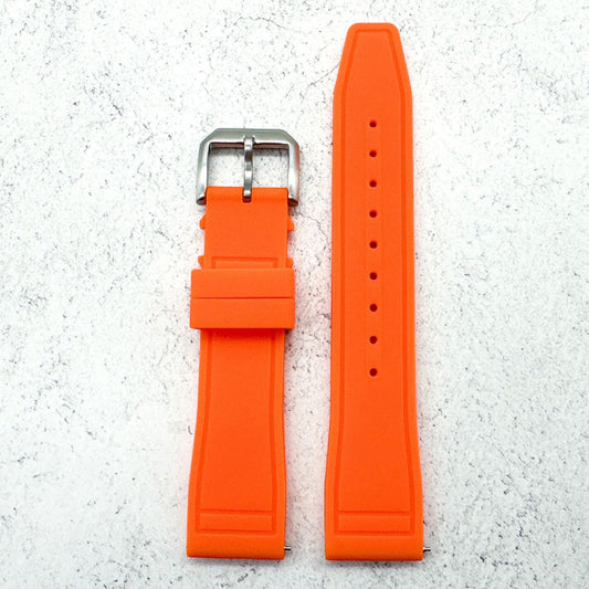 Silicone Pilot Quick Release Watch Strap Orange 20mm 22mm The Thrifty Gentleman 2