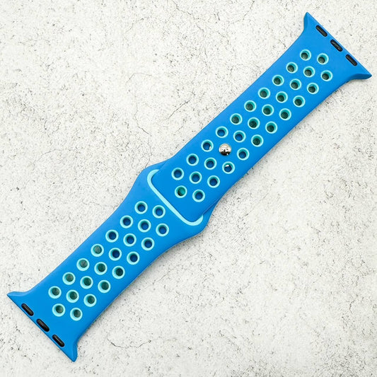 Silicone Sport Watch Band For Apple Watch In Blue And Light Blue 1