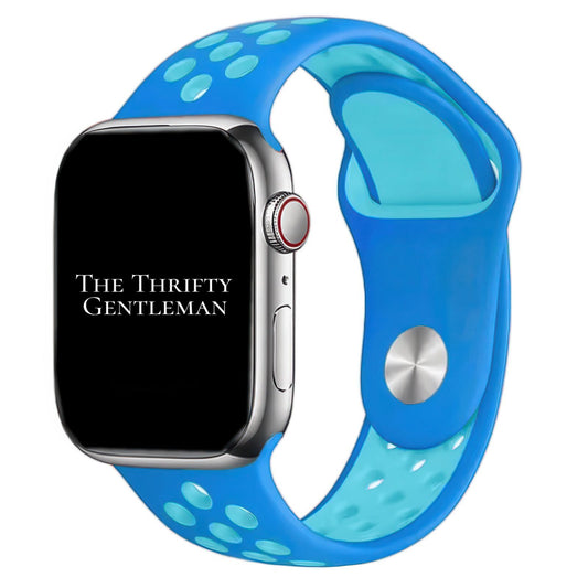 Silicone Sport Watch Band For Apple Watch In Blue And Light Blue The Thrifty Gentleman