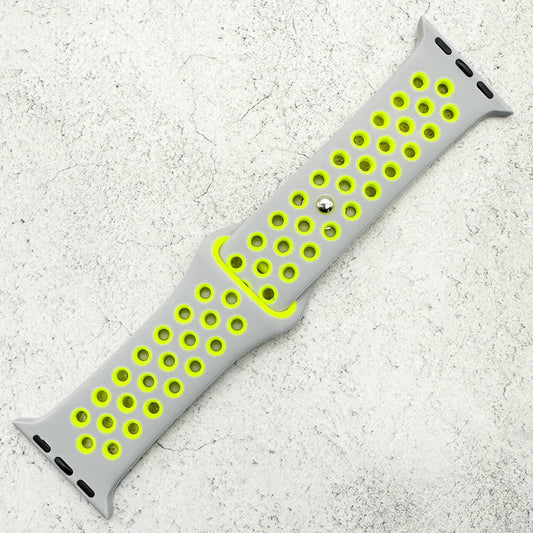 Silicone Sport Watch Band For Apple Watch In Grey And Yellow 1