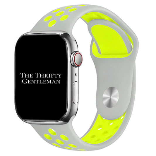 Silicone Sport Watch Band For Apple Watch In Grey And Yellow The Thrifty Gentleman