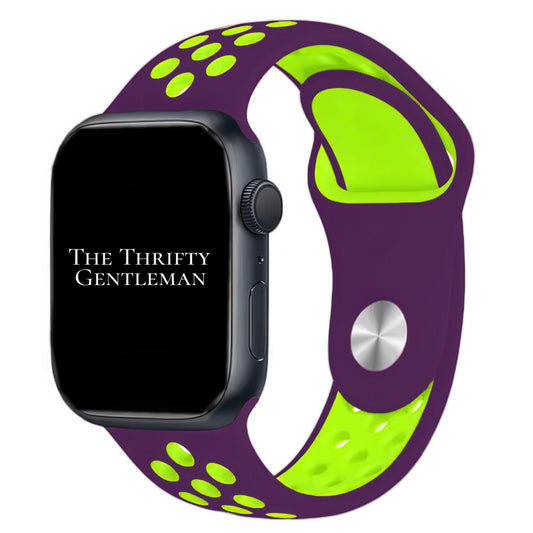 Silicone Sport Watch Band For Apple Watch In Purple And Green The Thrifty Gentleman