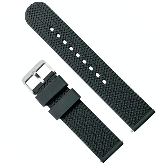Silicone Tyre Tread Quick Release Watch Strap Black 18mm 20mm 22mm The Thrifty Gentleman