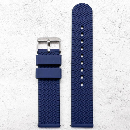 Silicone Tyre Tread Quick Release Watch Strap Blue 18mm 20mm 22mm 3