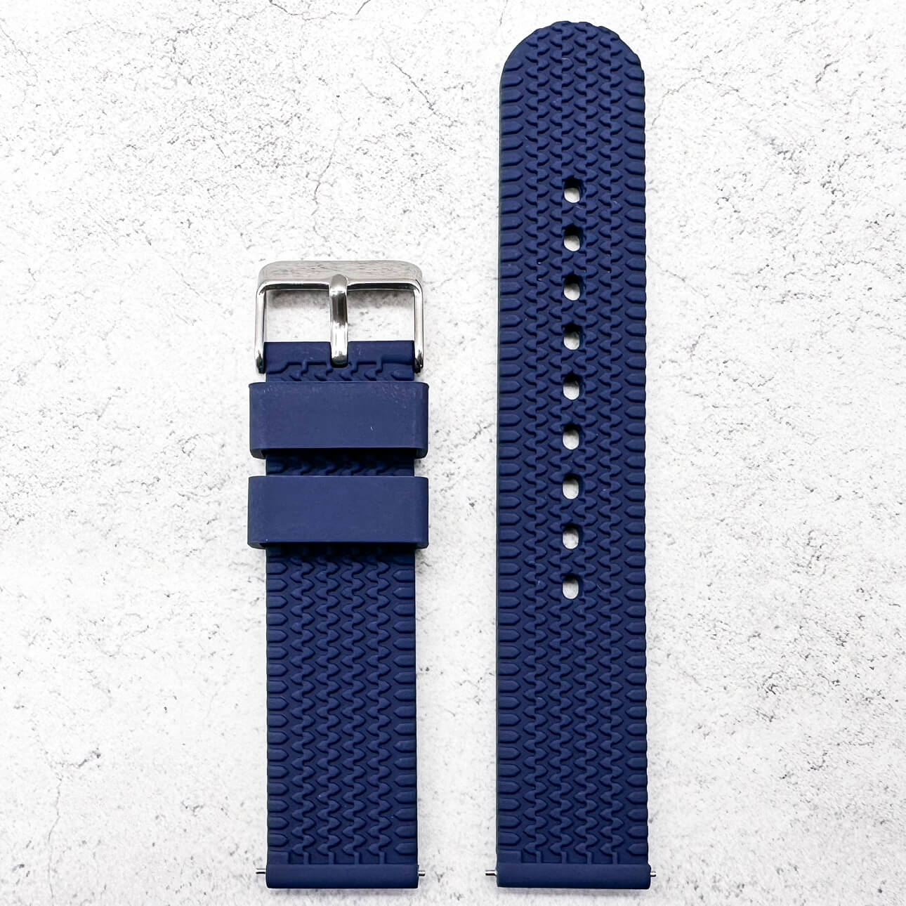 Silicone Tyre Tread Quick Release Watch Strap Blue 18mm 20mm 22mm 3