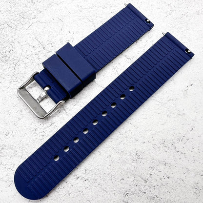 Silicone Tyre Tread Quick Release Watch Strap Blue 18mm 20mm 22mm 4