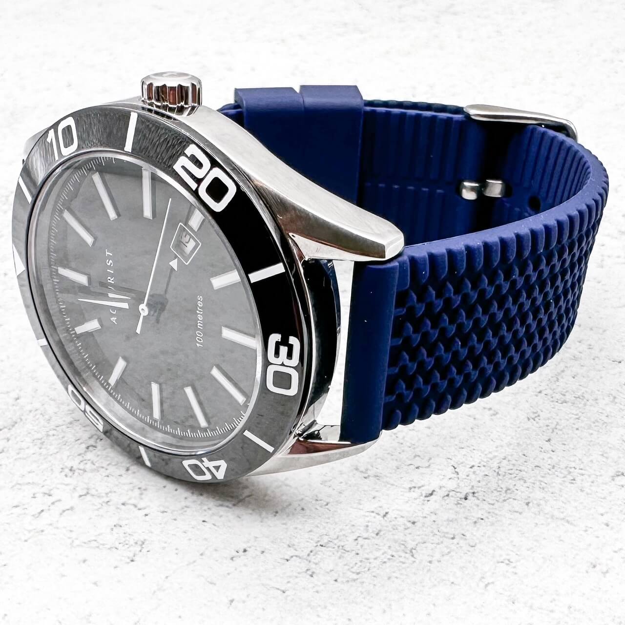 Silicone Tyre Tread Quick Release Watch Strap Blue 18mm 20mm 22mm 5