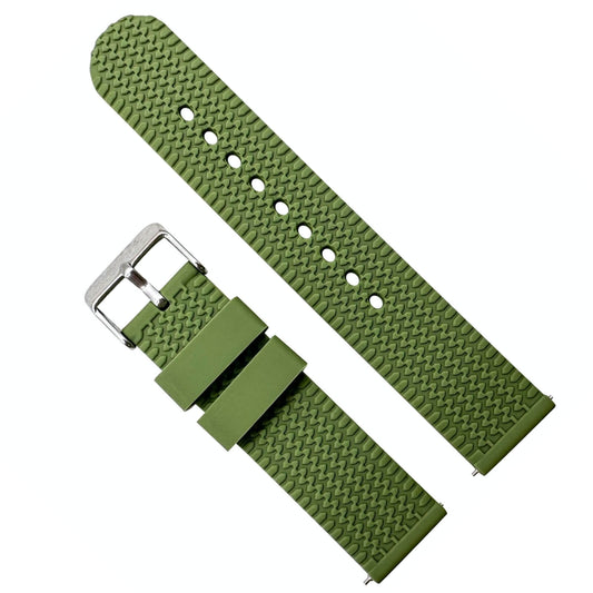 Silicone Tyre Tread Quick Release Watch Strap Green 18mm 20mm 22mm The Thrifty Gentleman