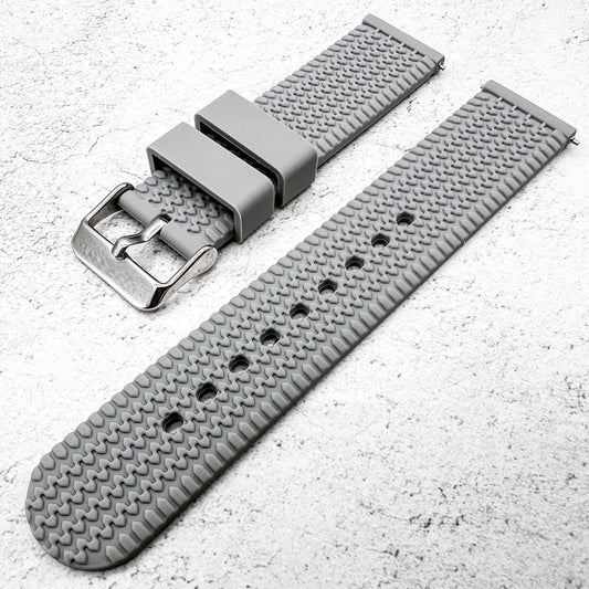 Silicone Tyre Tread Quick Release Watch Strap Grey 18mm 20mm 22mm 1
