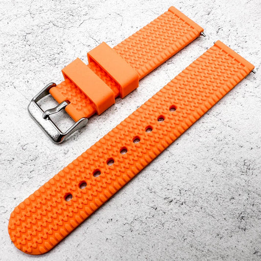 Silicone Tyre Tread Quick Release Watch Strap Orange 18mm 20mm 22mm 1
