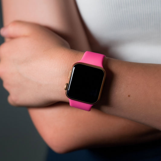 Silicone Watch Strap For Apple Watch From The Thrifty Gentleman In Cotton Candy Pink