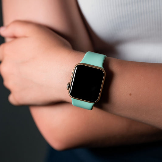 Silicone Watch Strap For Apple Watch From The Thrifty Gentleman In Paradise Aqua Green