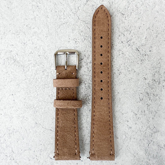 Suede Leather Quick Release Watch Strap Brown 2