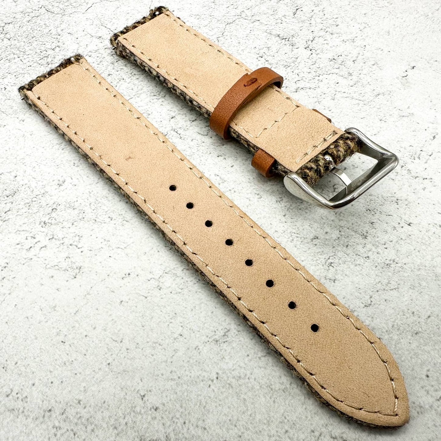 Tweed Herringbone Watch Strap Khaki 3
