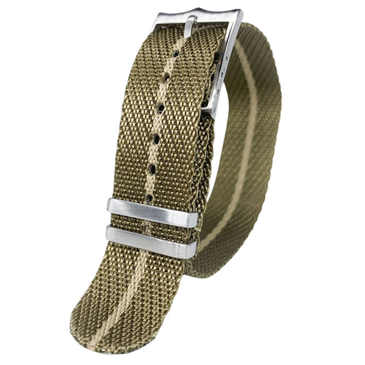 Twill NATO Single Pass Watch Strap Green Beige 1
