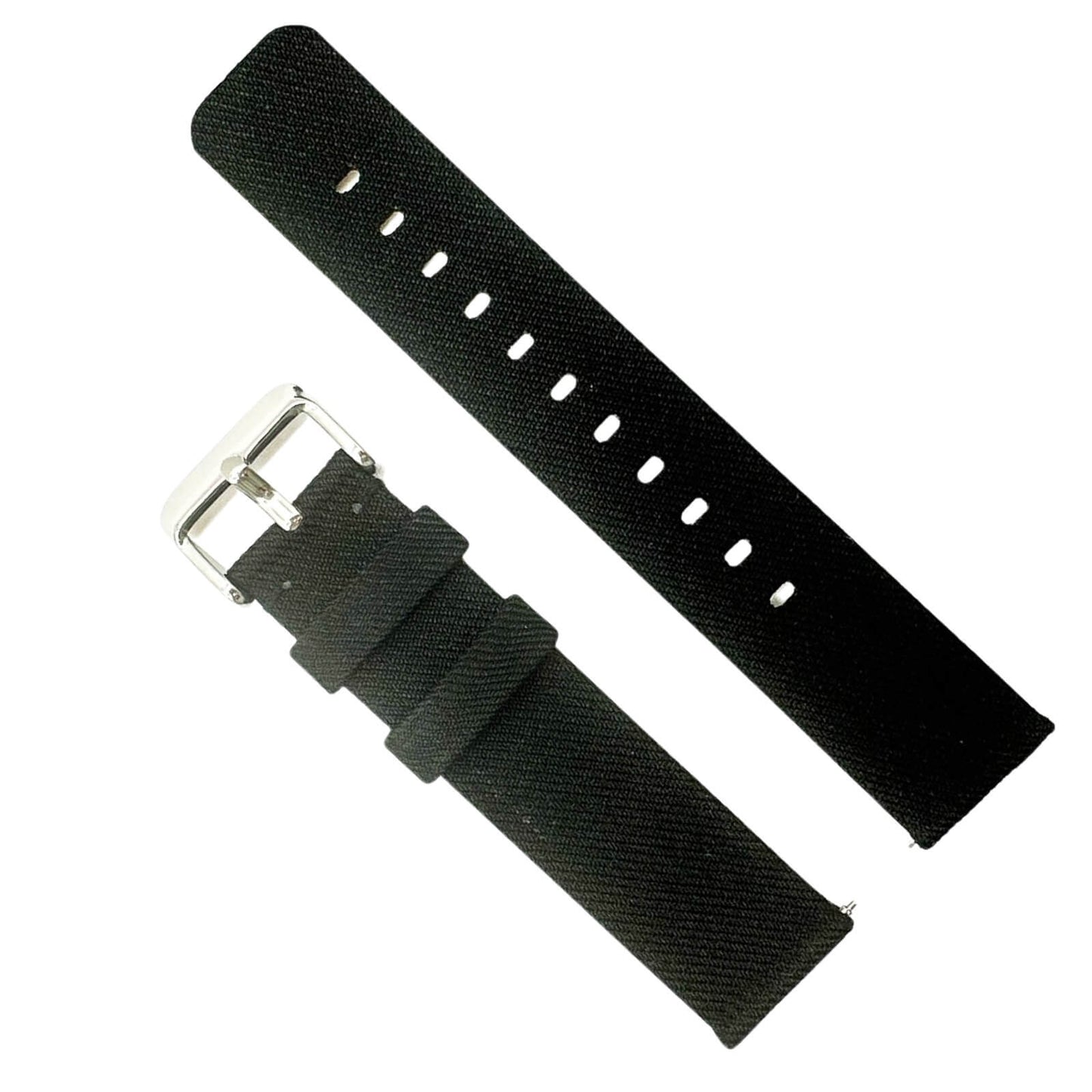 Woven Nylon Fabric Quick Release Watch Strap Black 1