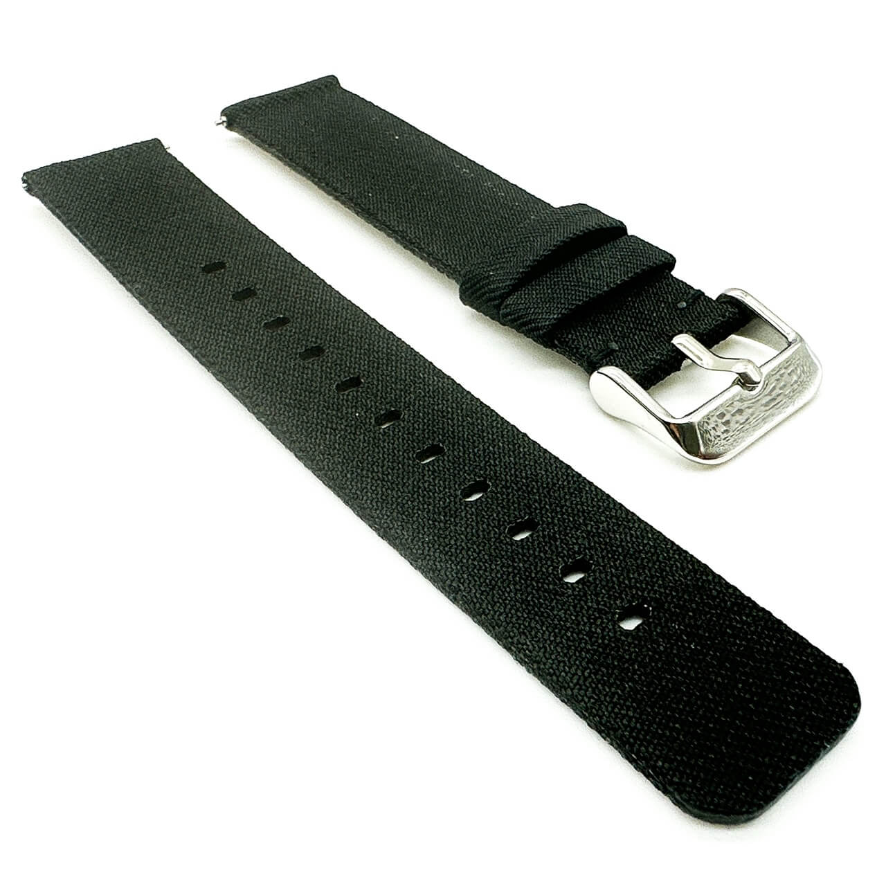 Woven Nylon Fabric Quick Release Watch Strap Black 2