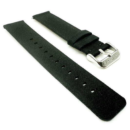 Woven Nylon Fabric Quick Release Watch Strap Black 2