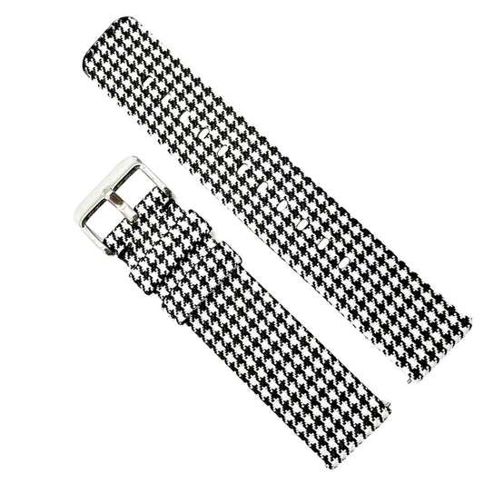 Woven Nylon Fabric Quick Release Watch Strap Black White 1