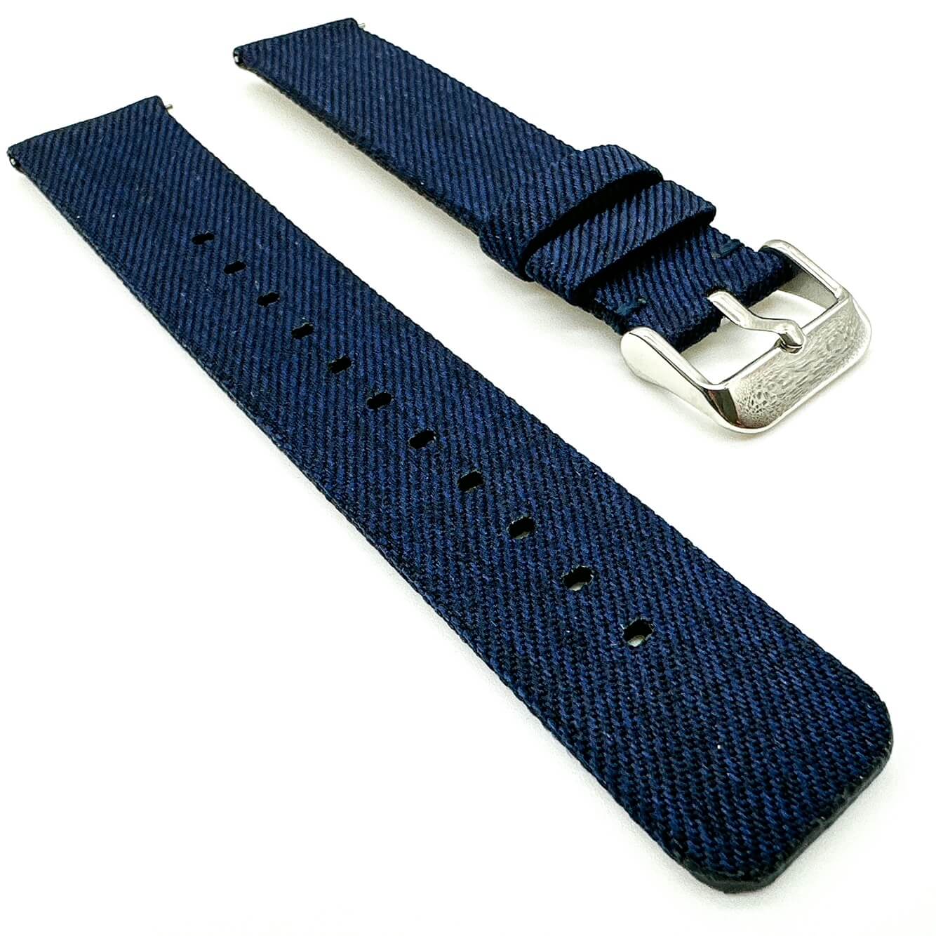 Woven Nylon Fabric Quick Release Watch Strap Dark Blue 2