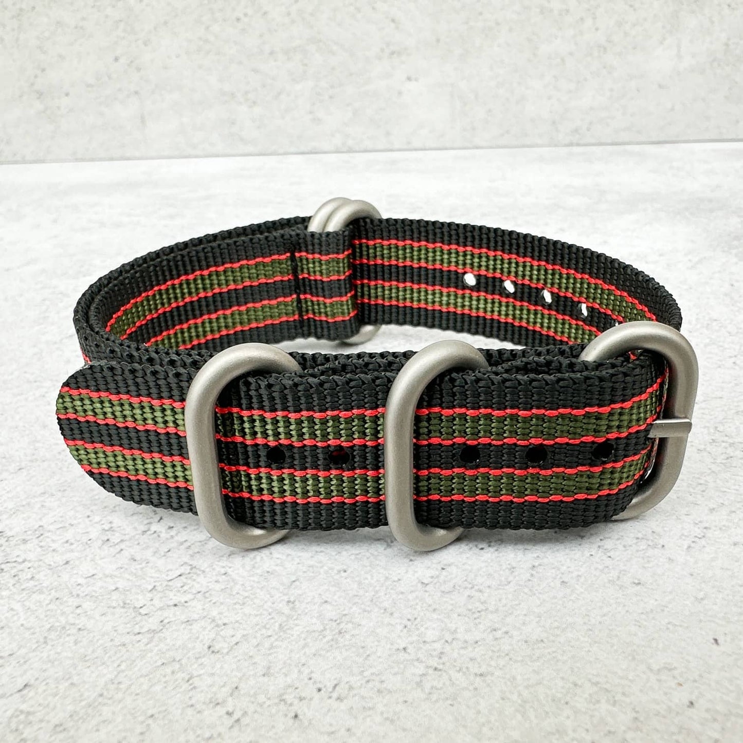 Zulu NATO Watch Strap Black Green Red Bond Goldfinger 2