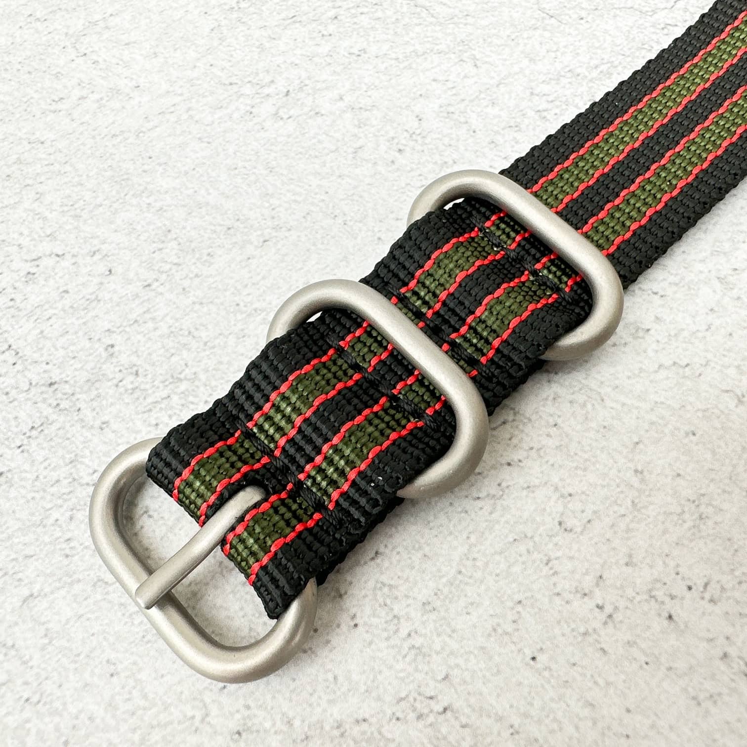 Zulu NATO Watch Strap Black Green Red Bond Goldfinger 3