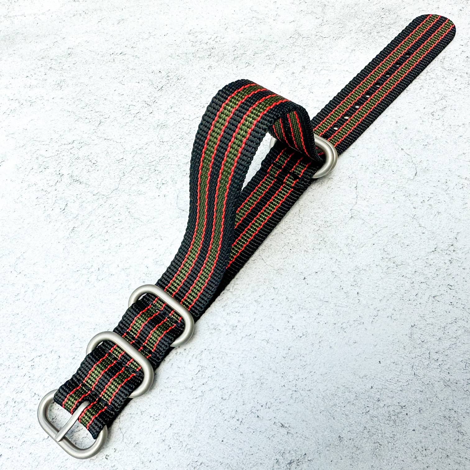 Zulu NATO Watch Strap Black Green Red Bond Goldfinger 4