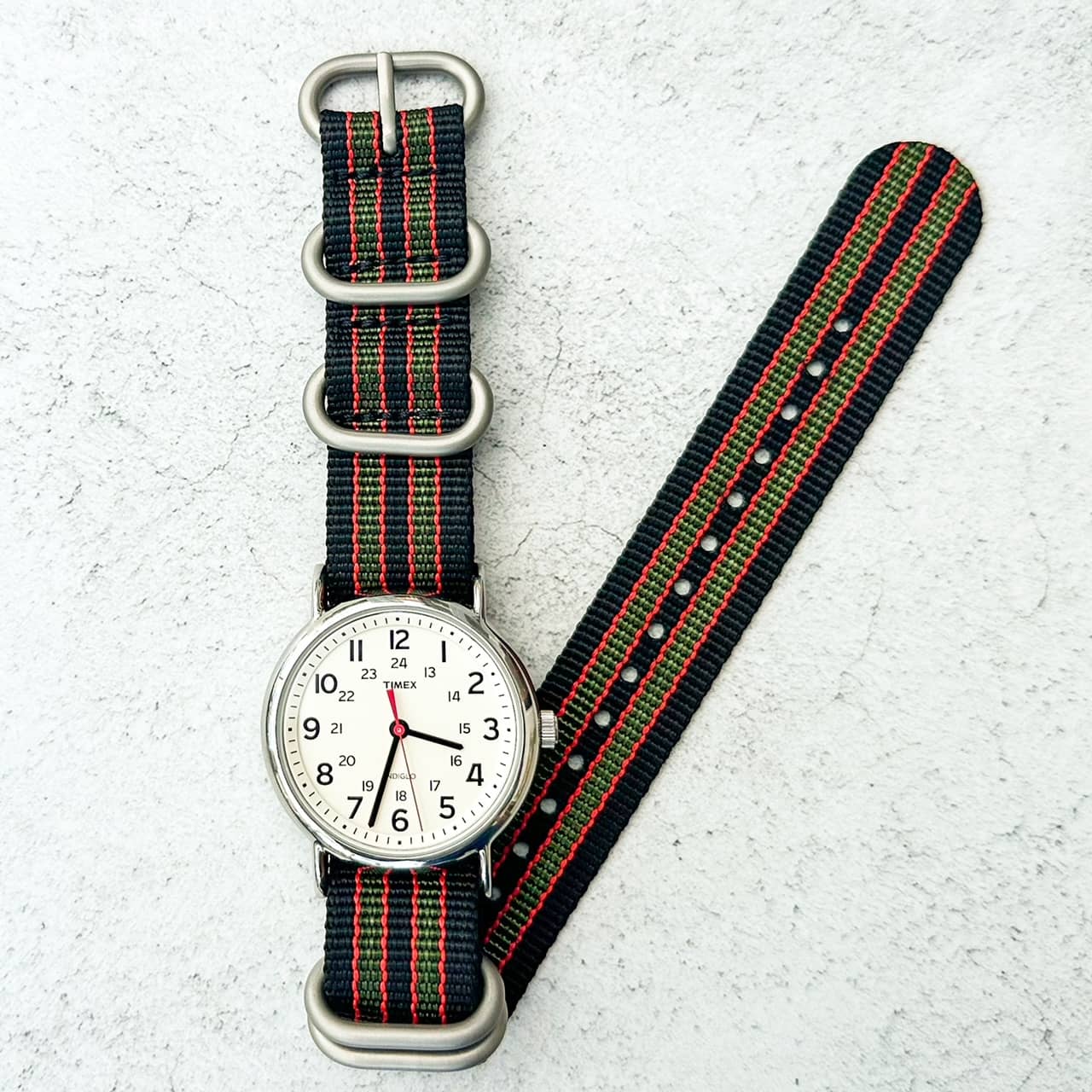 Zulu NATO Watch Strap Black Green Red Bond Goldfinger 5
