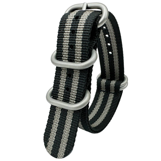Zulu NATO Watch Strap Black Grey Bond Spectre 1