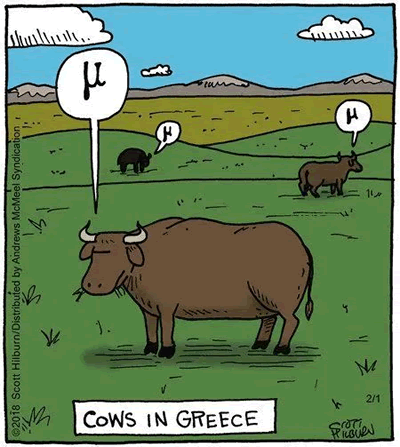 Greek cow Mu cartoon