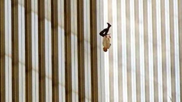 A man falling to death from the World Trade Center during the September 11 attacks in 2001